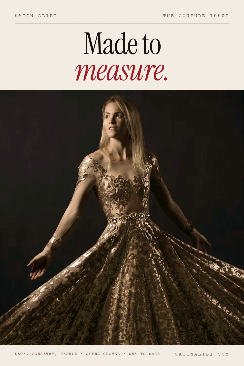 Couture Lace and Pearl Outfit Ideas: Lace Corset Dress, Opera Gloves, Pearl Choker